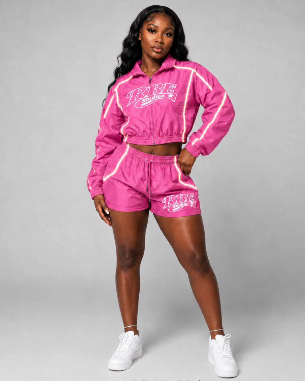 "RBE STUDIOS" CROPPED WINDBREAKER SET