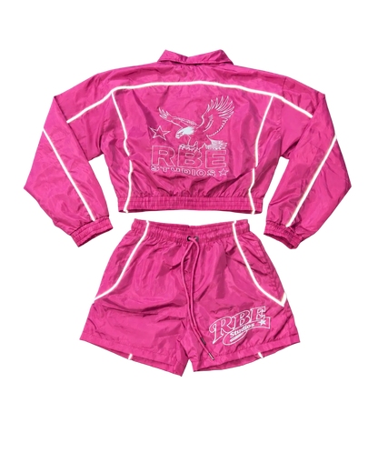"RBE STUDIOS" CROPPED WOMEN WINDBREAKER SET
